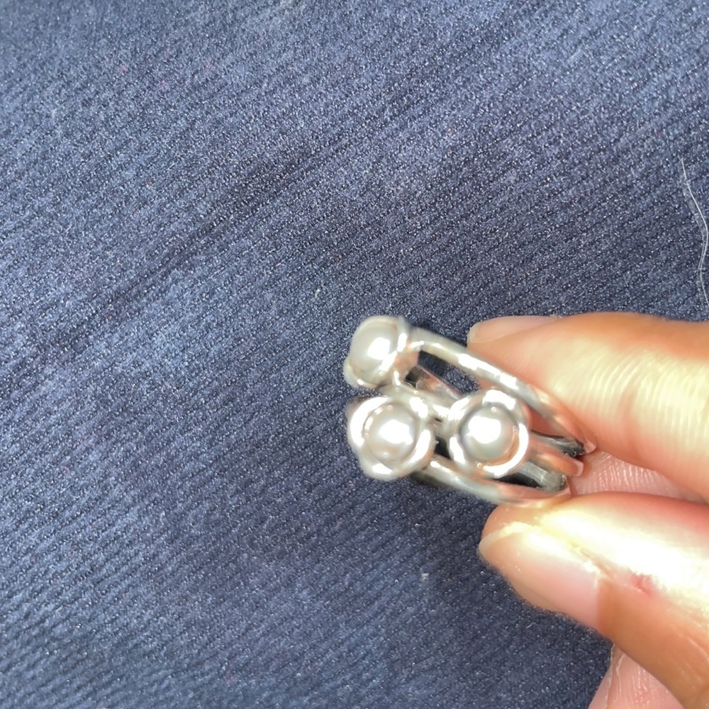 Pandora Sterling silver Wishes Ring three 3 Flowers 925 Tahitian pearls 7.5 / 56 - Picture 7 of 8